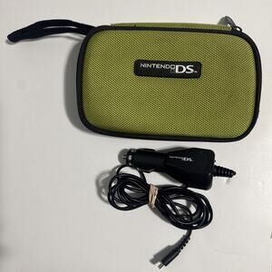 Official Nintendo DS Green Carrying Travel Case Storage Bag & OEM Car Charger